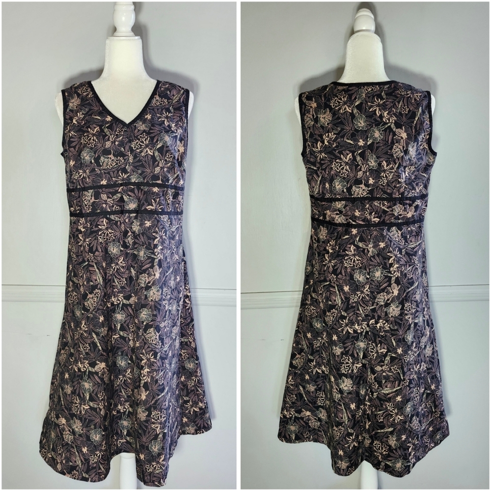 Vintage Croft & Barrow Tropical Hawaiian Vacation Purple Sleeveless A-Line Dress